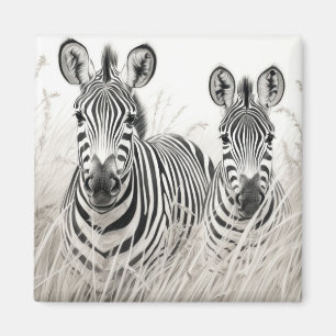 Zebra Animal Discovery Wild Natuur Ink Sketch Art Magneet