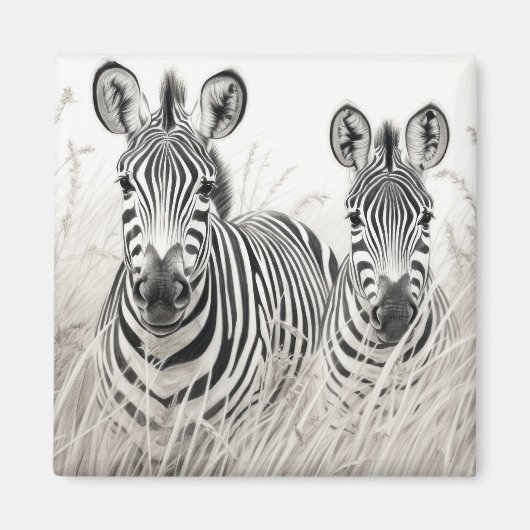 Zebra Animal Discovery Wild Natuur Ink Sketch Art Magneet (Voorkant)