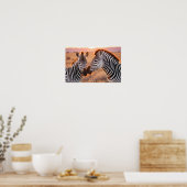 Zebra Animal Natuur Wildlife Affection Caring Poster (Keuken)