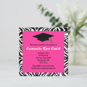 Zebra Animal Print Hot Pink Graduparty Kaart (Staand voorkant)