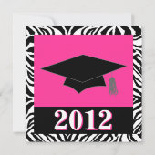 Zebra Animal Print Hot Pink Graduparty Kaart (Achterkant)