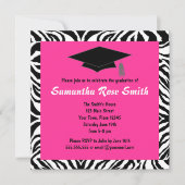 Zebra Animal Print Hot Pink Graduparty Kaart (Voorkant)