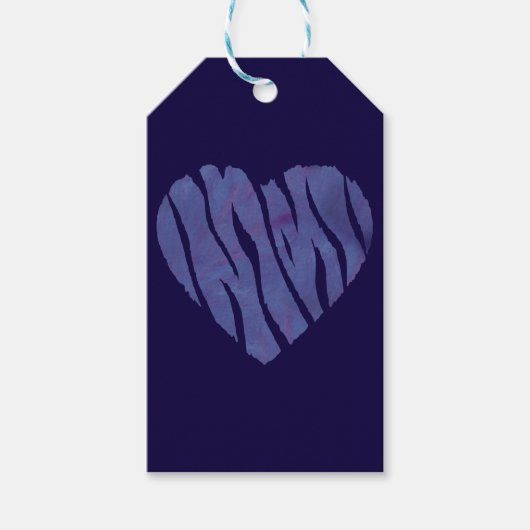 Zebra Animal Print Paars Heart Cadeaulabel (Voorkant)