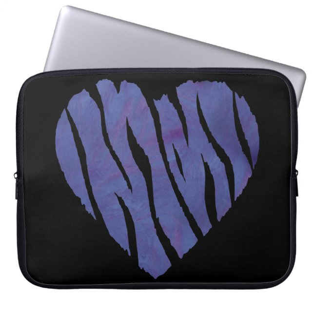 Zebra Animal Print Paars Heart Laptop Sleeve (Voorkant)