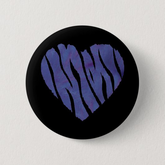 Zebra Animal Print Paars Heart Ronde Button 5,7 Cm (Voorkant)