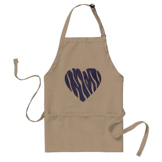 Zebra Animal Print Paars Heart Standaard Schort (Voorkant)