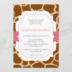 Zebra Animal Print Polka Dot Ribbon Baby Girl Kaart
