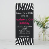 Zebra Animal Print Uitnodiging voor een lang verja (Staand voorkant)