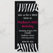 Zebra Animal Print Uitnodiging voor een lang verja (Voorkant / Achterkant)