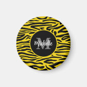 Zebra Animal Skin Modern Monogram Script Naam Magneet (Voorkant)