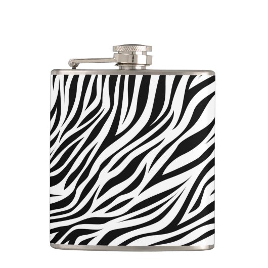 Zebra Animal Skin Print Pattern-15391 Heupfles (Voorkant)