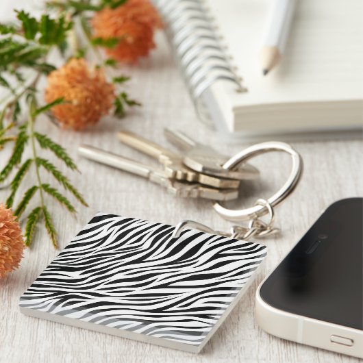 Zebra Animal Skin Print Pattern-15391 Sleutelhanger (Voorkant Rechts)