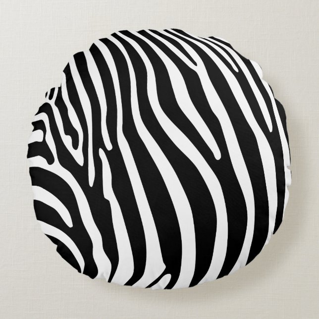 Zebra Animalprint Rond Kussen (Voorkant)