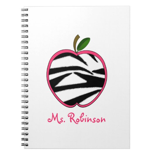 Zebra Apple Spiral notebook voor leraren Notitieboek (Voorkant)