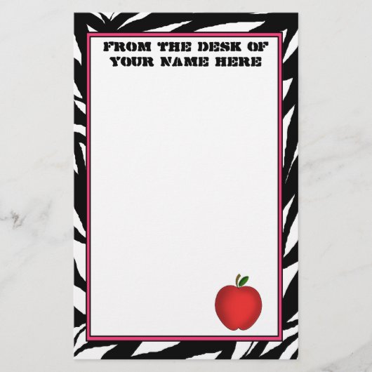 Zebra Apple Stationery Briefpapier (Voorkant)