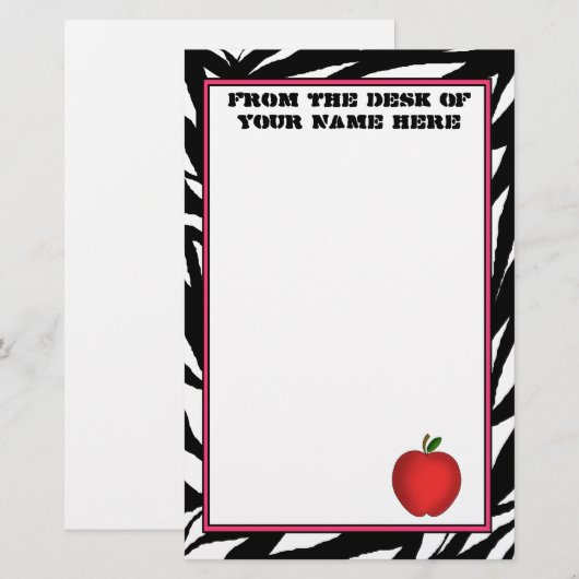 Zebra Apple Stationery Briefpapier (Voorkant / Achterkant)
