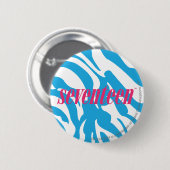Zebra Aqua Ronde Button 5,7 Cm (Voorkant /achterkant)