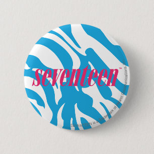 Zebra Aqua Ronde Button 5,7 Cm