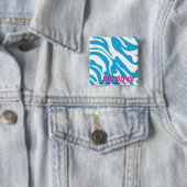 Zebra Aqua Vierkante Button 5,1 Cm (In situ)