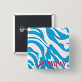 Zebra Aqua Vierkante Button 5,1 Cm (Voorkant /achterkant)
