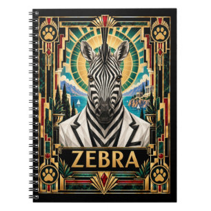 Zebra, Art Deco Wilde Dieren Notitieboek