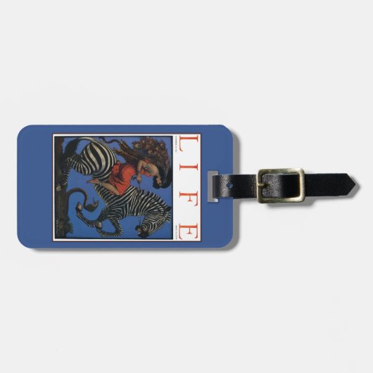 Zebra Art Nouveau Vrouw Bagagelabel (Voorkant horizontaal)
