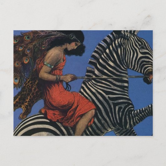  Zebra Art Nouveau Vrouw Briefkaart (Voorkant)