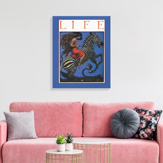 Zebra Art Nouveau Vrouw Canvas Afdruk (Insitu (Woonkamer))