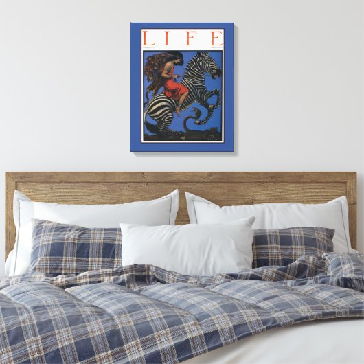 Zebra Art Nouveau Vrouw Canvas Afdruk (Insitu (Slaapkamer))
