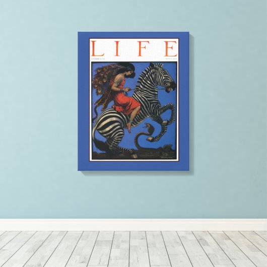 Zebra Art Nouveau Vrouw Canvas Afdruk (Insitu (Houten vloer))