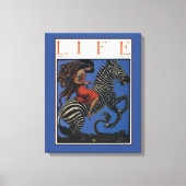 Zebra Art Nouveau Vrouw Canvas Afdruk (Voorkant)