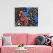  Zebra Art Nouveau Vrouw Canvas Afdruk (Insitu (Woonkamer))
