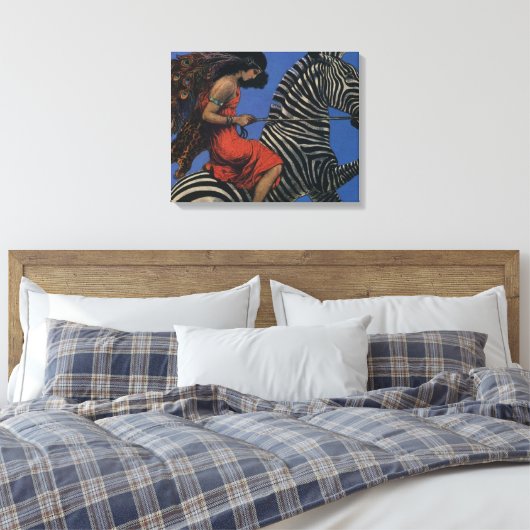  Zebra Art Nouveau Vrouw Canvas Afdruk (Insitu (Slaapkamer))
