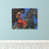  Zebra Art Nouveau Vrouw Canvas Afdruk (Insitu (Houten vloer))