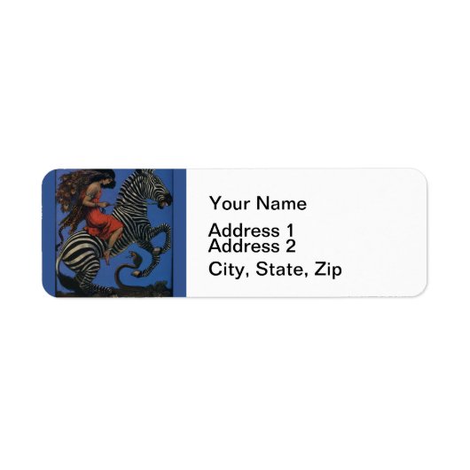  Zebra Art Nouveau Vrouw Etiket (Voorkant)