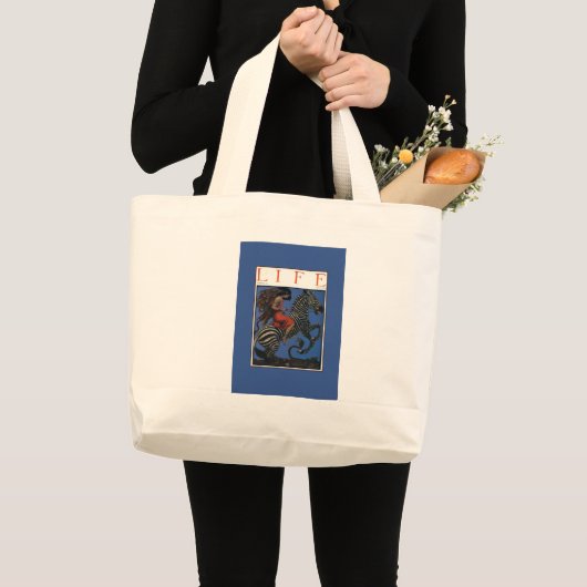  Zebra Art Nouveau Vrouw Grote Tote Bag (Voorkant (product))