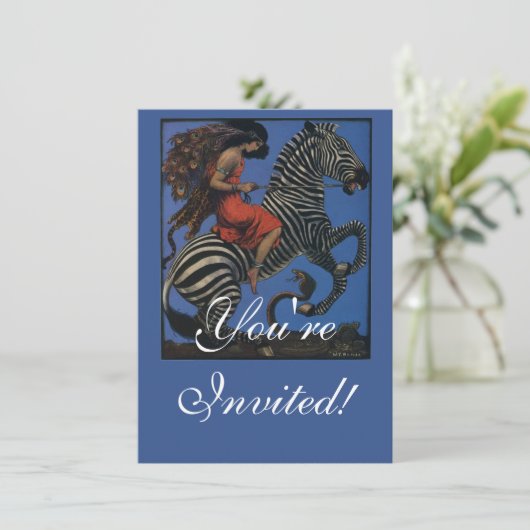  Zebra Art Nouveau Vrouw Kaart (Staand voorkant)