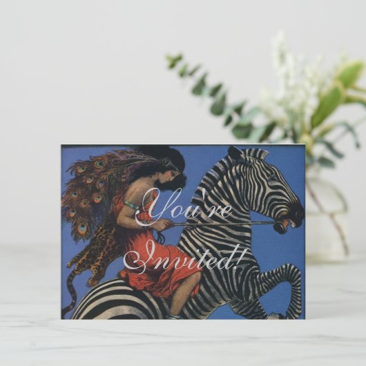 Zebra Art Nouveau Vrouw Kaart (Staand voorkant)