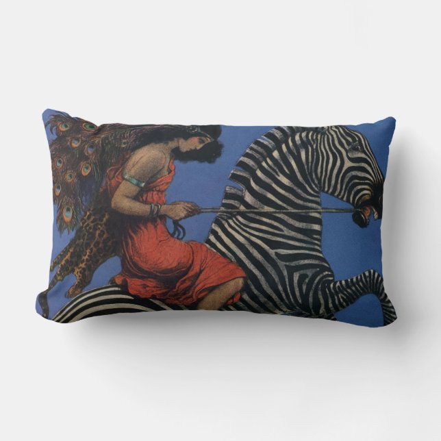  Zebra Art Nouveau Vrouw Kussen (Voorkant)