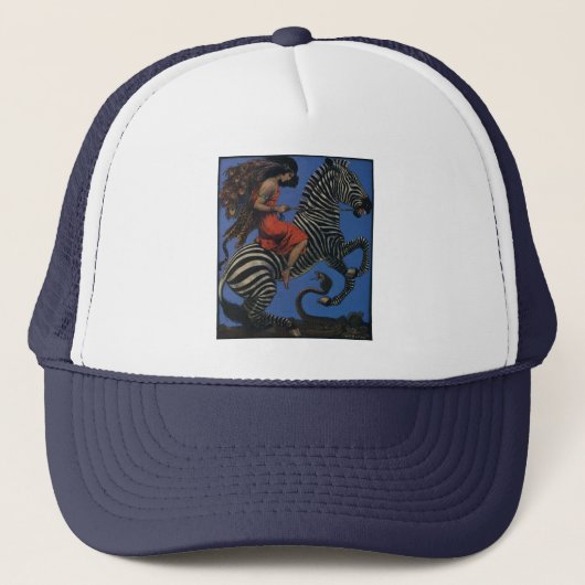 Zebra Art Nouveau Vrouw Trucker Pet (Voorkant)