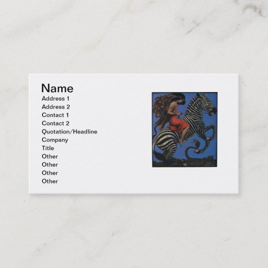 Zebra Art Nouveau Vrouw Visitekaartje (Voorkant)