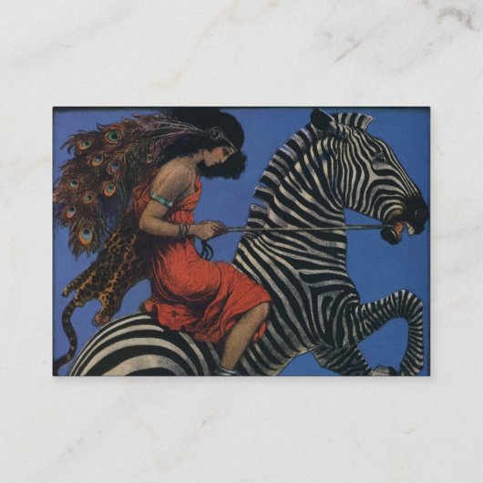 Zebra Art Nouveau Vrouw Visitekaartje (Achterkant)