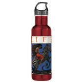  Zebra Art Nouveau Vrouw Waterfles (Voorkant)