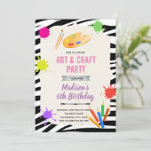 Zebra art party Invitation Kaart (Staand voorkant)