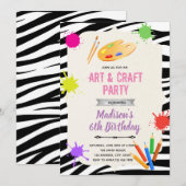 Zebra art party Invitation Kaart (Voorkant / Achterkant)