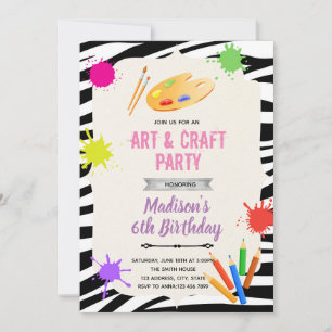 Zebra art party Invitation Kaart