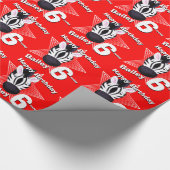 Zebra Art Toevoegen jouw naam Leeftijd 6 Verjaarda Cadeaupapier (Hoek)