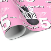 Zebra Art Voeg je leeftijd en naam toe Verjaardags Cadeaupapier (Rol Hoek)