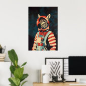 Zebra Astronaut Poster, Zebra Retro Print, Zebra Poster (Thuiskantoor)