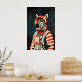 Zebra Astronaut Poster, Zebra Retro Print, Zebra Poster (Keuken)